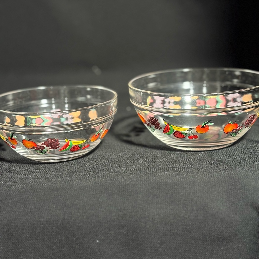 Vintage Fruit Pattern Glass Bowls